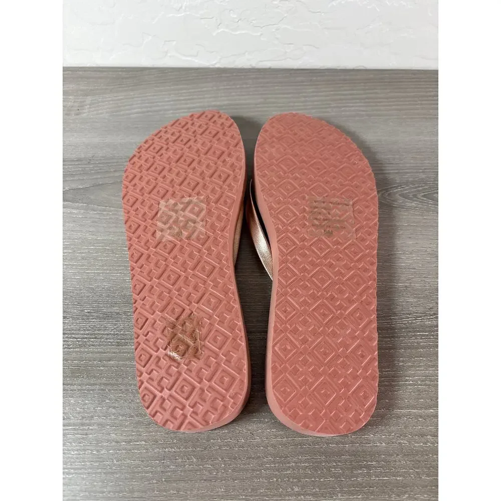 New! Tory Burch Metallic Rose‎ Gold Leather Flip Flop size 5 M